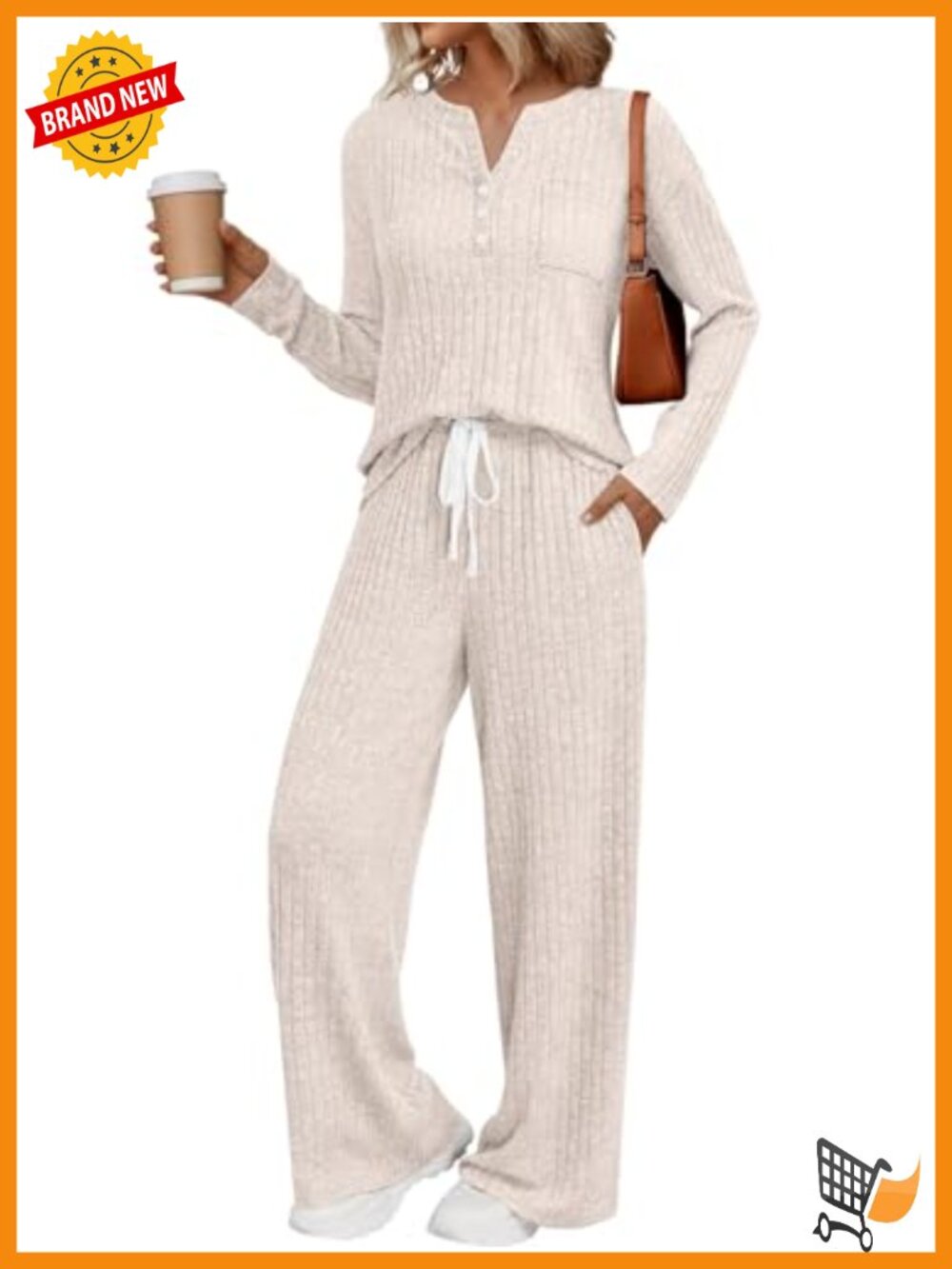 Women's 2 Piece Lounge Set Long Sleeve Top Pants Pockets Soft